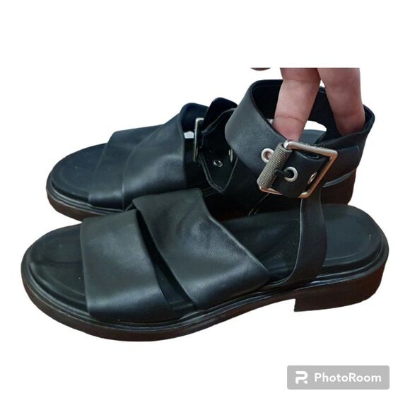 RAG & BONE SLAYTON SANDAL BLACK STRAPPY ITALIAN LEATHER Saze EU37 Women’s 7 $350 - Picture 2 of 11